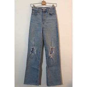 Ribcage Super High Waist Ripped Straight Leg Jeans